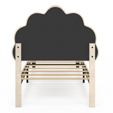 Lit simple Amalia tête de lit coquillage 90x190cm velours beige