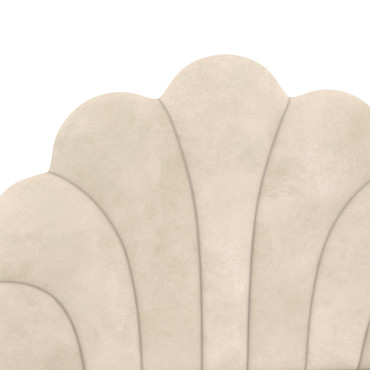 Lit simple Amalia tête de lit coquillage 90x190cm velours beige