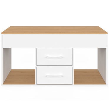 Table basse Uma relevable 2 tiroirs bois et blanc
