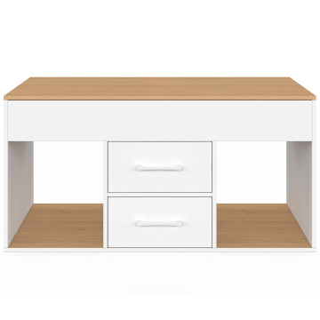 Table basse Uma relevable 2 tiroirs bois et blanc