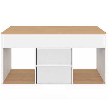 Table basse Uma relevable 2 tiroirs bois et blanc