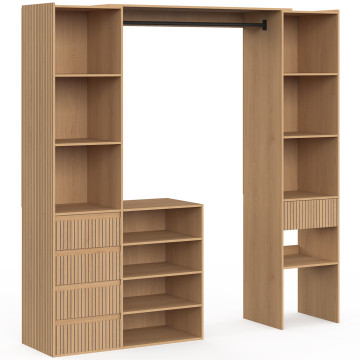 Dressing Faustine extensible 120-180cm 5 tiroirs effet lattes