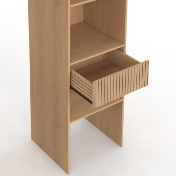 Dressing Faustine extensible 120-180cm 5 tiroirs effet lattes