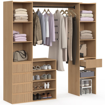 Dressing Faustine extensible 120-180cm 5 tiroirs effet lattes