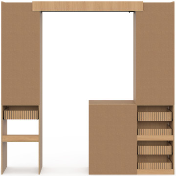 Dressing Faustine extensible 120-180cm 5 tiroirs effet lattes