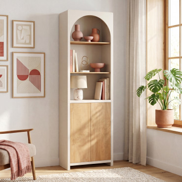 Etagère Athéna avec placards beige et bois
