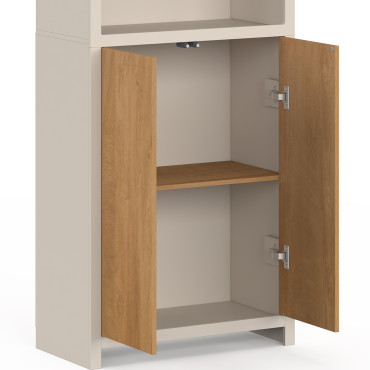 Etagère Athéna avec placards beige et bois
