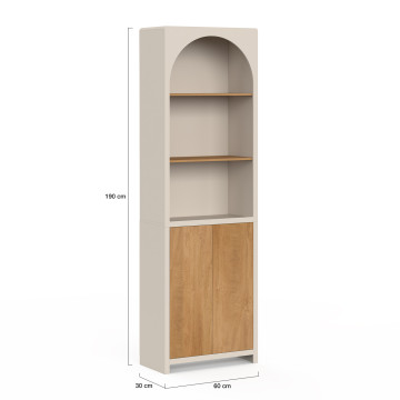 Etagère Athéna avec placards beige et bois