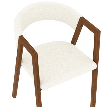 Chaises Enola avec accoudoirs bouclette pieds effet noyer - lot de 4