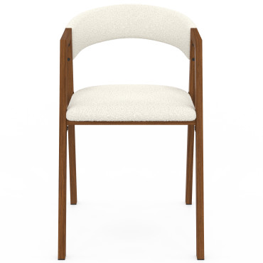 Chaises Enola avec accoudoirs bouclette pieds effet noyer - lot de 6