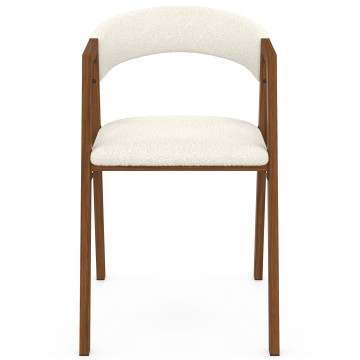 Chaises Enola avec accoudoirs bouclette pieds effet noyer - lot de 6