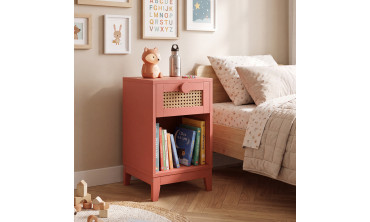 Table de chevet enfant Adèle cannage et vieux rose
