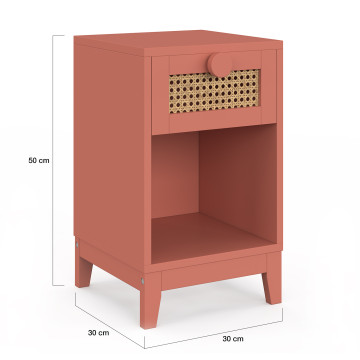 Table de chevet enfant Adèle cannage et vieux rose