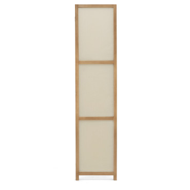 Paravent intérieur bois teinté tissu beige