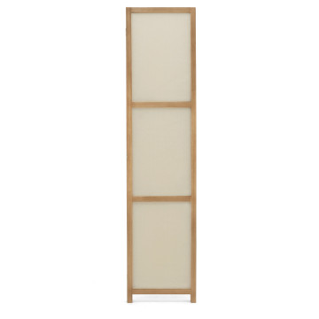 Paravent intérieur bois teinté tissu beige