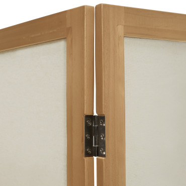 Paravent intérieur bois teinté tissu beige