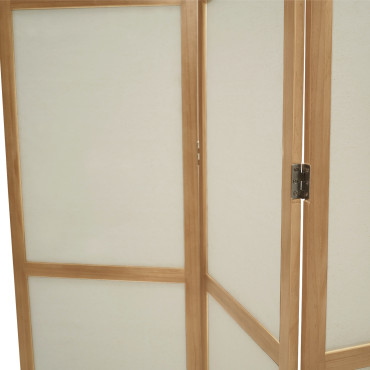 Paravent intérieur bois teinté tissu beige