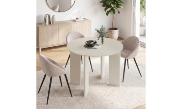 Table à manger ronde extensible Cassia beige Ø110-150cm