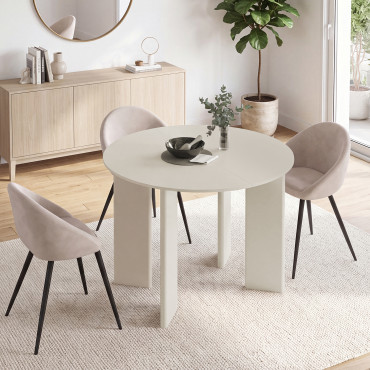 Table à manger ronde extensible Cassia beige Ø110-150cm