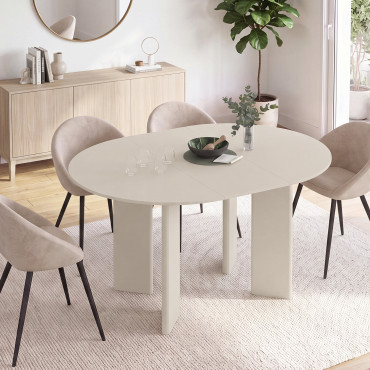 Table à manger ronde extensible Cassia beige Ø110-150cm