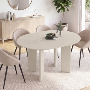 Table à manger ronde extensible Cassia beige Ø110-150cm