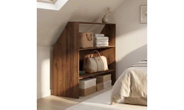 Etagère de rangement sous pente Jeanne effet noyer