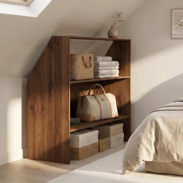 Etagère de rangement sous pente Jeanne effet noyer