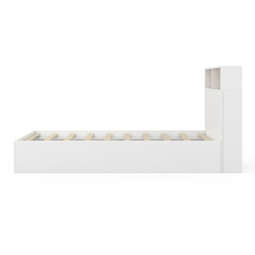 Lit simple Gaby avec rangements 90x190cm blanc bois