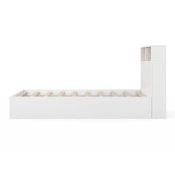 Lit simple Gaby avec rangements 90x190cm blanc bois