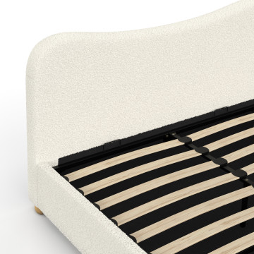 Lit coffre Samy 140x190cm bouclette blanche