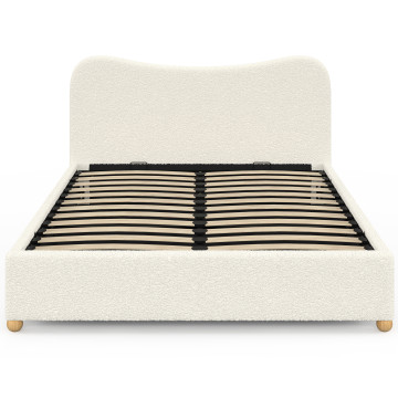 Lit coffre Samy 140x190cm bouclette blanche