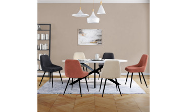 Chaises Olivia velours mix couleurs (crème