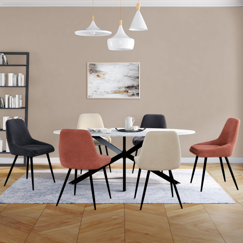 Chaises Olivia velours mix couleurs (crème