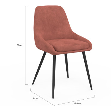 Chaises Olivia velours mix couleurs (crème, gris, terracotta) pieds métal - lot de 6