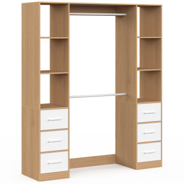 Dressing Uma double colonne 6 tiroirs bois et blanc