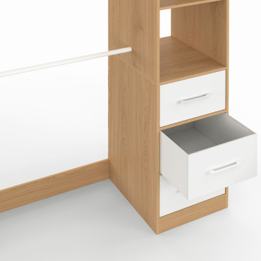 Dressing Uma double colonne 6 tiroirs bois et blanc