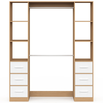 Dressing Uma double colonne 6 tiroirs bois et blanc