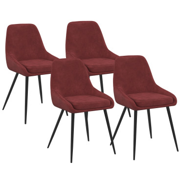 Chaises Olivia velours bordeaux pieds métal - lot de 4