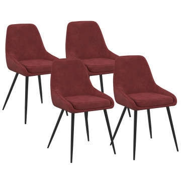 Chaises Olivia velours bordeaux pieds métal - lot de 4