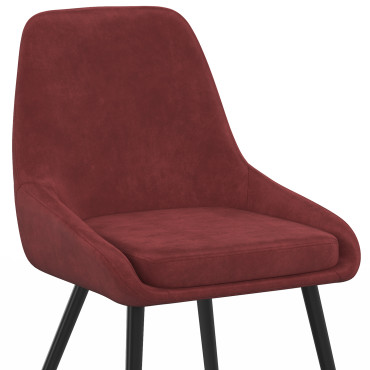Chaises Olivia velours bordeaux pieds métal - lot de 4