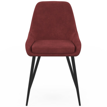 Chaises Olivia velours bordeaux pieds métal - lot de 4