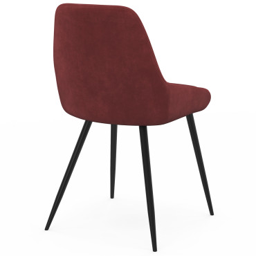 Chaises Olivia velours bordeaux pieds métal - lot de 4