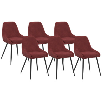 Chaises Olivia velours bordeaux pieds métal - lot de 6