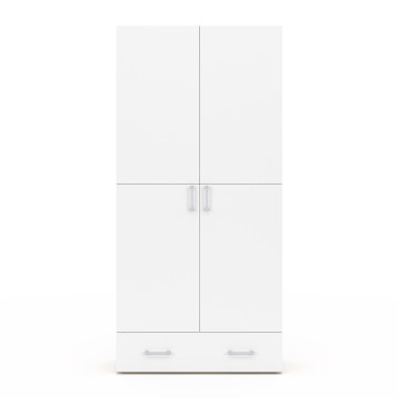 Armoire Yulia 2 portes avec étagères effet hêtre et blanc