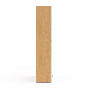 Armoire Yulia 2 portes avec étagères effet hêtre et blanc