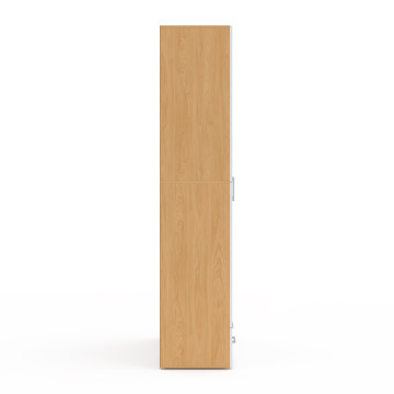 Armoire Yulia 2 portes avec étagères effet hêtre et blanc