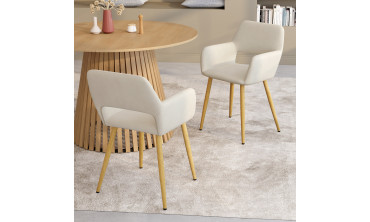 Chaises Heidi velours beige pieds bois - lot de 4