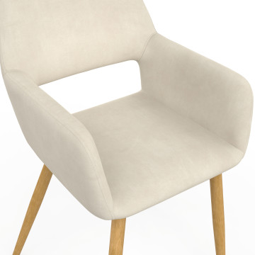 Chaises Heidi velours beige pieds bois - lot de 4