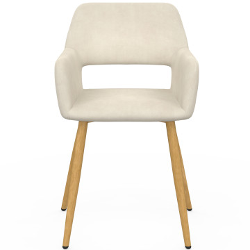Chaises Heidi velours beige pieds bois - lot de 4