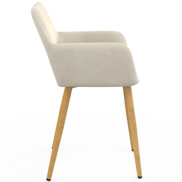 Chaises Heidi velours beige pieds bois - lot de 4